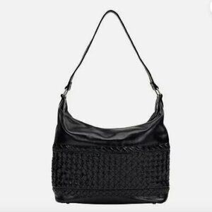 Patricia Nash WINNETT Vintage Distressed Leather Hobo Bag-BLACK-nwt
